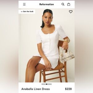 Reformation Cream Anabella Mini Dress
